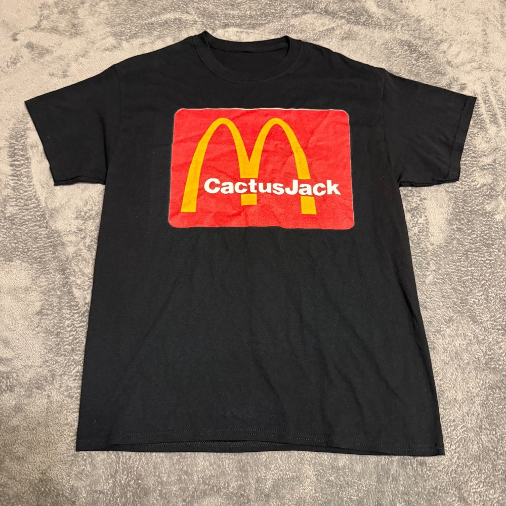 Cactus Jack McDonald's Collaboration Big Logo T Shirt Black Mens Size M